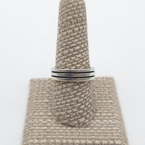 Size 9.5 Sterling Silver Double Line Solid Unisex Ring A1652